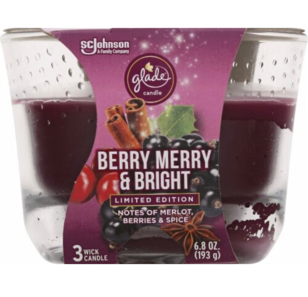 Glade Limited Edition Berry Merry & Bright Candle 6.8 Oz