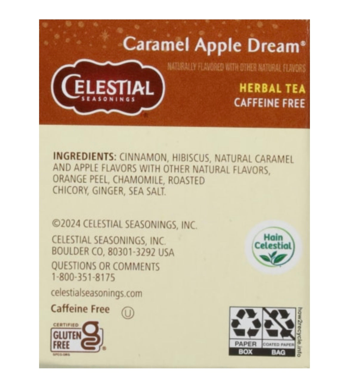 Celestial Seasonings Caramel Apple Dream Herbal Tea 18 Tea Bags