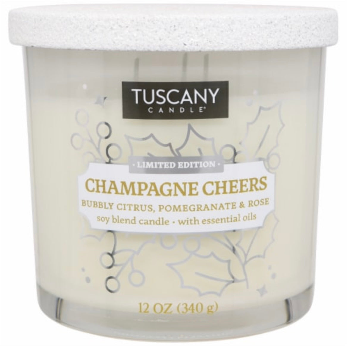 Tuscany Holiday Limited Edition Champagne Cheers 12 Ounce Jar Candle