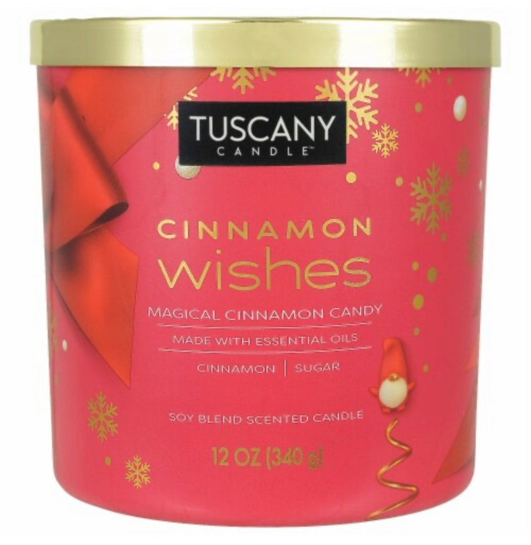 Tuscany Holiday Limited Edition Cinnamon Wishes 12 Ounce Jar Candle