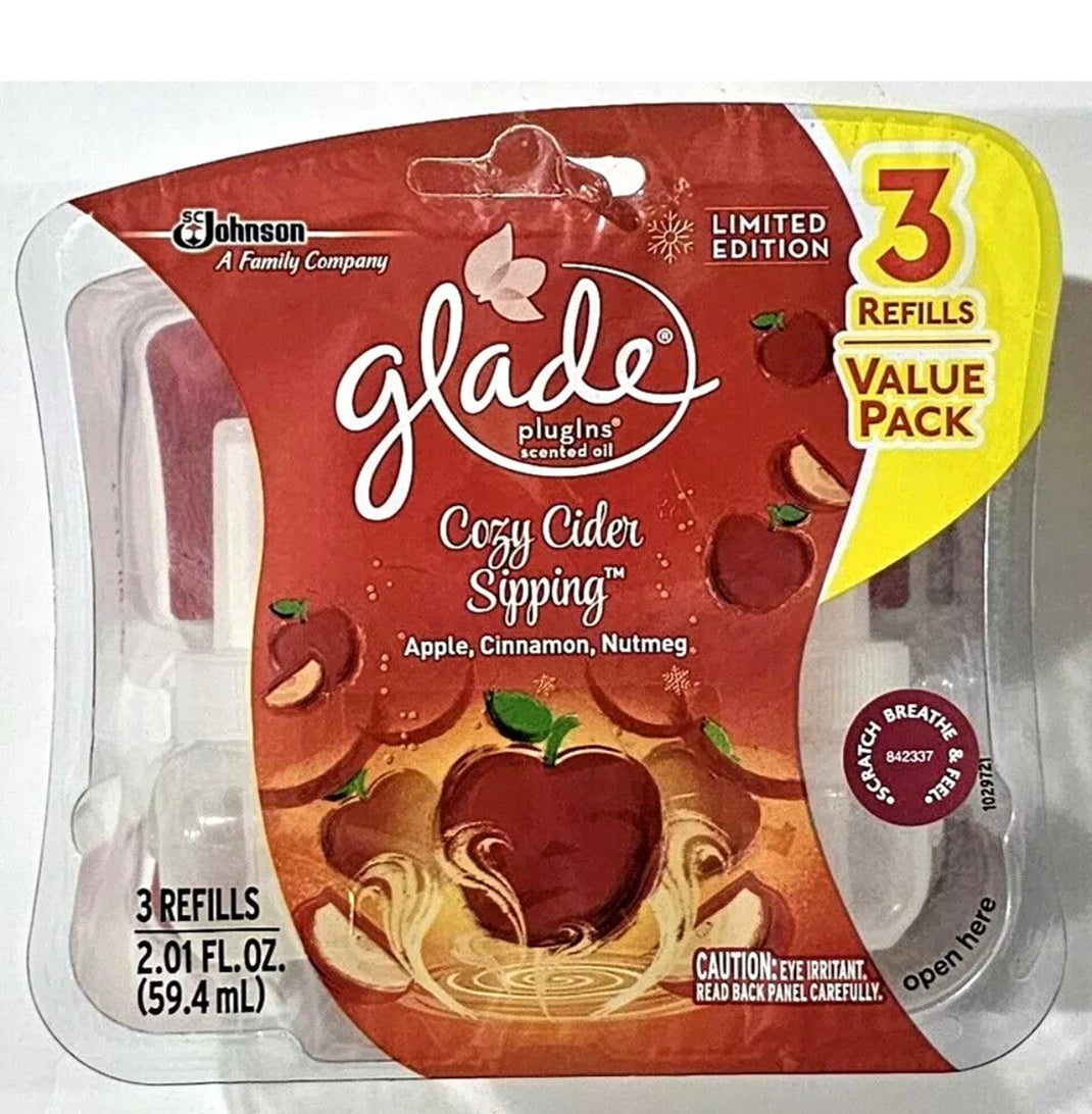 Glade Limited Edition Cozy Cider Sipping PlugIns Scented Oil (3 Refills)