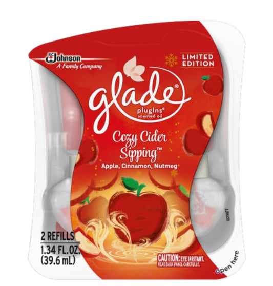 Glade Limited Edition Cozy Cider Sipping PlugIns Scented Oil (2 Refills)