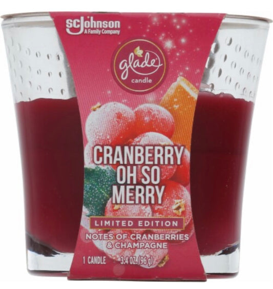 Glade Limited Edition Cranberry Oh So Merry Candle 3.4 oz
