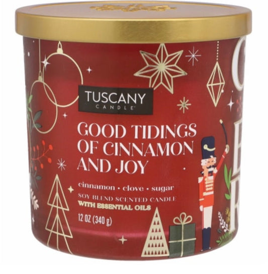 Tuscany Holiday Good Tidings Of Cinnamon And Joy 12 Ounce Jar Candle