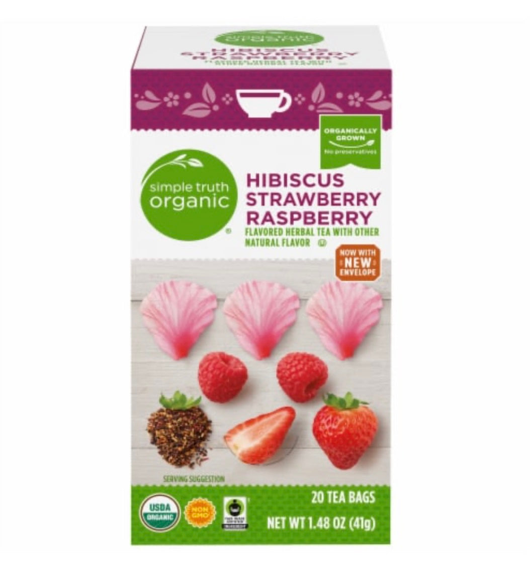 Simple Truth Organic Hibiscus Strawberry Raspberry 20 Tea Bags
