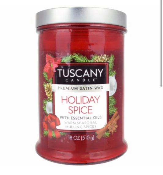 Tuscany Holiday Premium Satin Wax Holiday Spice 18 Ounce Jar Candle