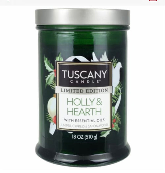 Tuscany Holiday Limited Edition Holly & Hearth 18 Ounce Jar Candle