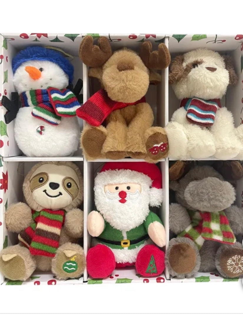 4.5” Plush Bear & Animal Ornaments, Set of 12