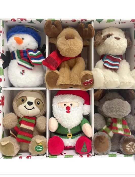 4.5” Plush Bear & Animal Ornaments, Set of 12