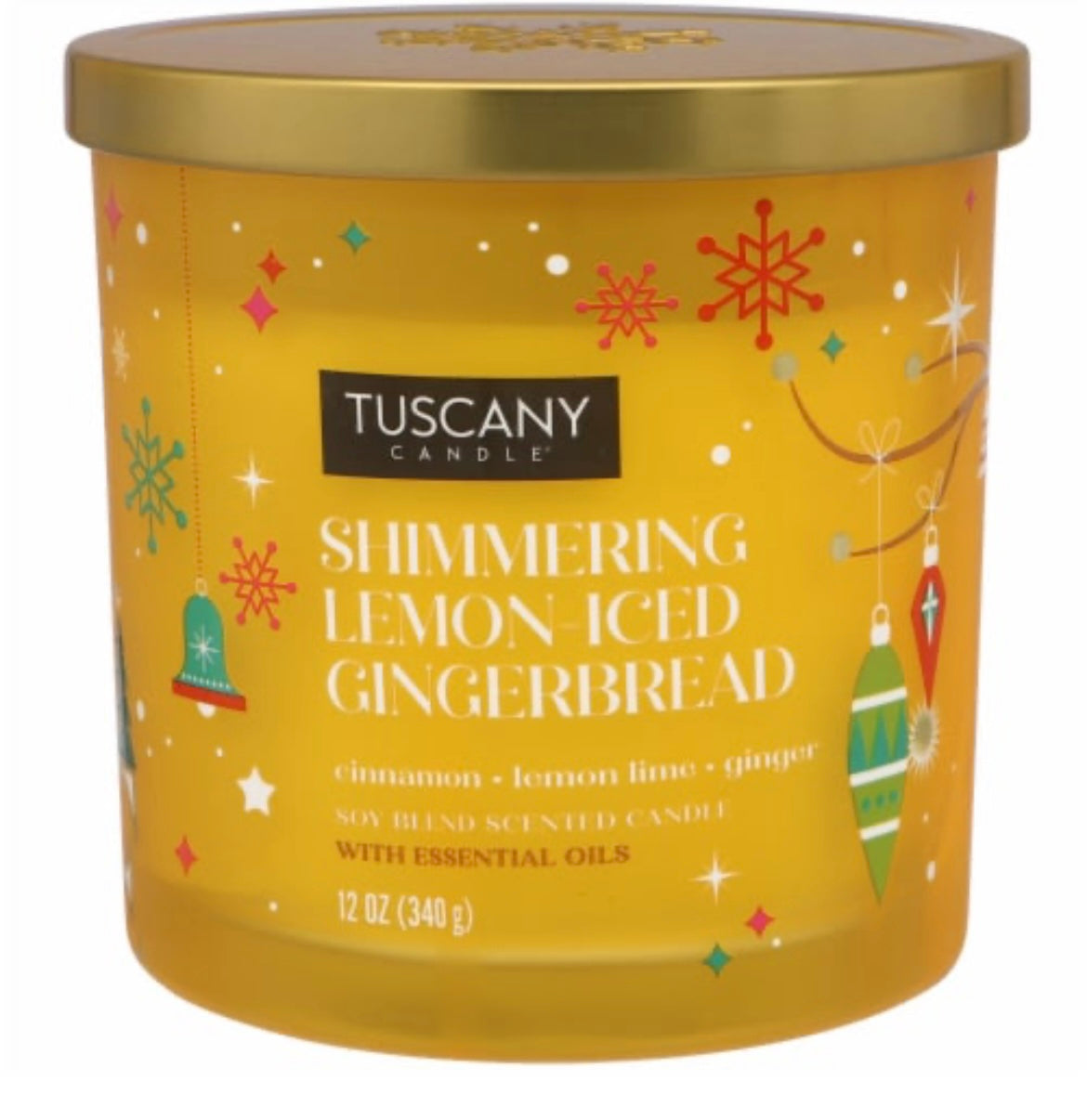 Tuscany Holiday Shimmering Lemon-Iced Gingerbread 12 Ounce Jar Candle