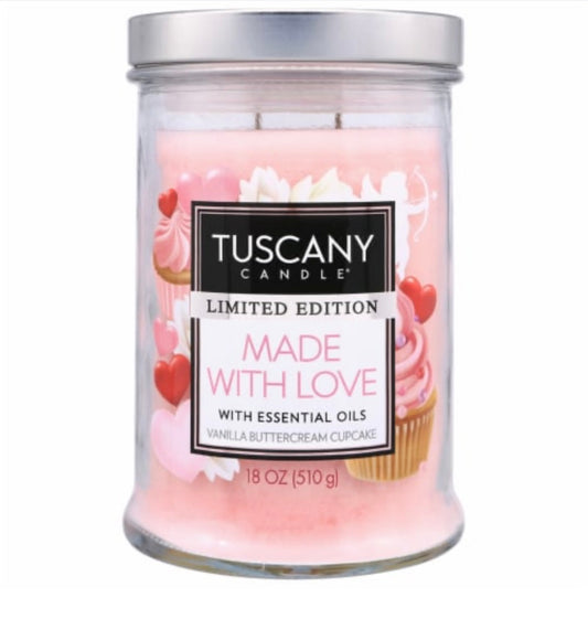 Tuscany Valentine's Limited Edition Made With Love 18 Ounce Jar Candle