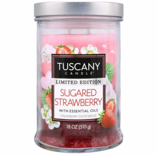 Tuscany Valentine's Limited Edition Sugared Strawberry 18 Ounce Jar Candle