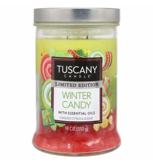 Tuscany Holiday Limited Edition Winter Candy 18 Ounce Jar Candle